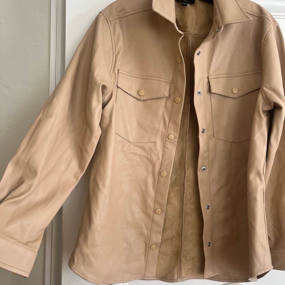 Bardot Frida Jacket: Tan Faux Leather Jacket NWOT size S